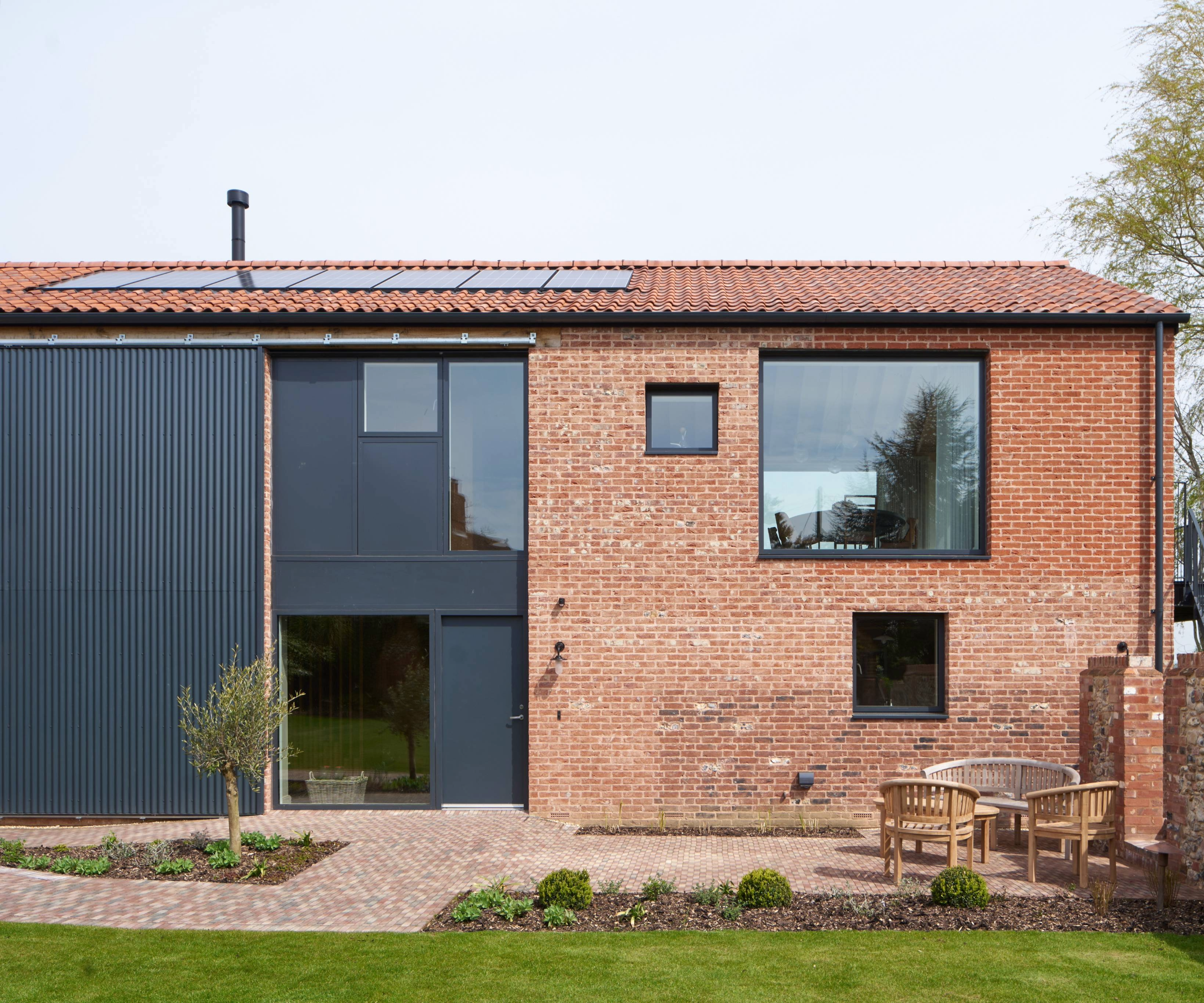 Exterior of the house and outdoor seating