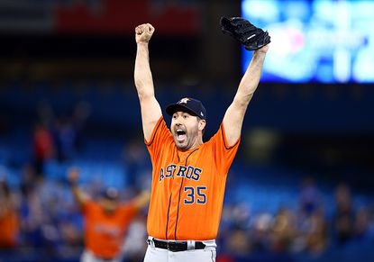 Verlander reacts to his no-hitter.