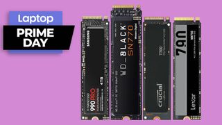 Best Prime Day SSD deals - external SSDs against a purple background