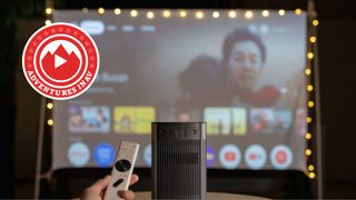 Xgimi projector and screen outside with Adventures in AV