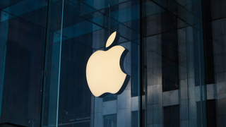 Logo Apple sur une vitre