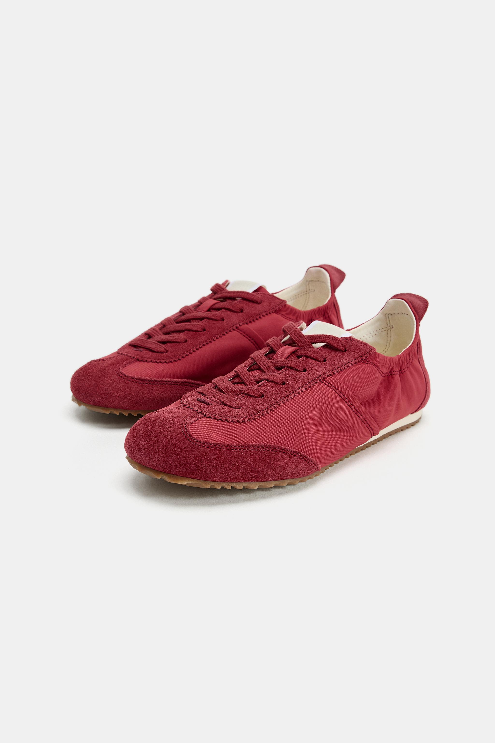 Trainers With Elastic Heel Counter - Burgundy Red - 2