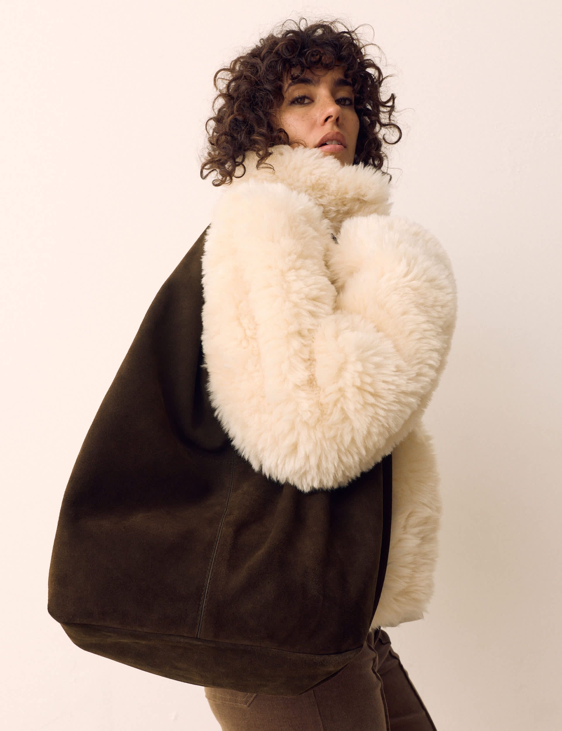 Suede Slouch Shoulder Bag