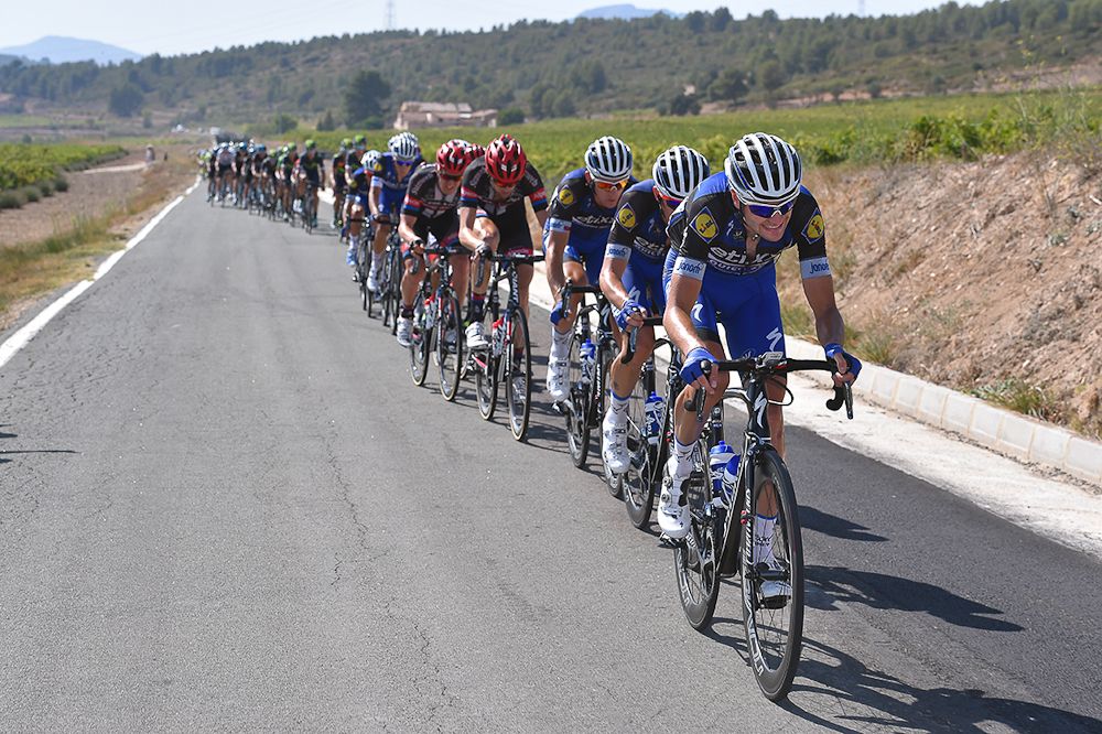 Etixx-QuickStep leads the chase during stage 18 at the Vuelta