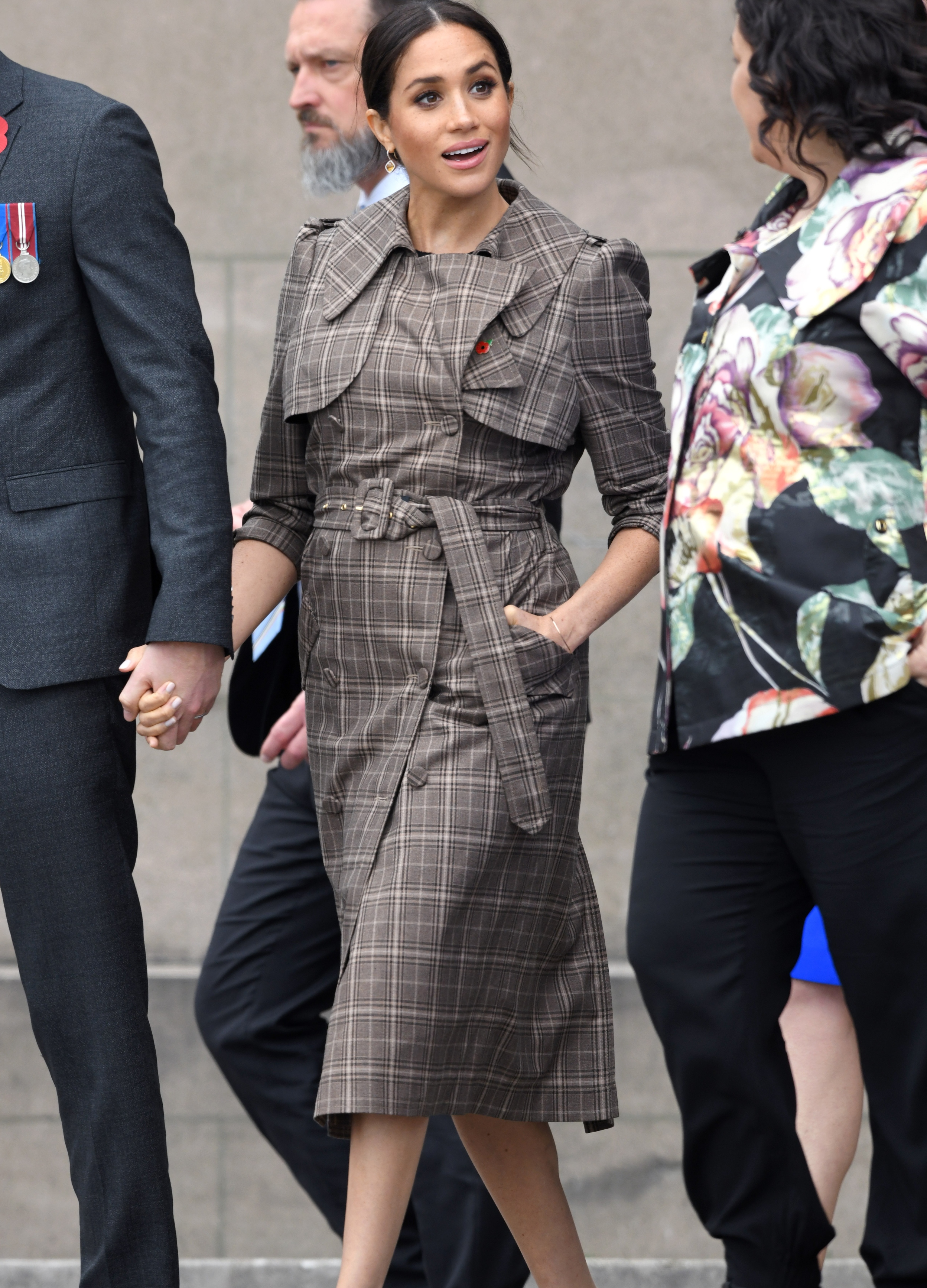 Meghan Markle wearing gingham coat