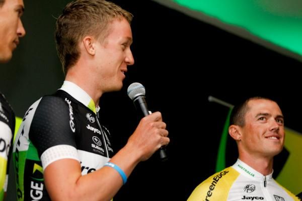 Cameron Meyer talks to the audience.