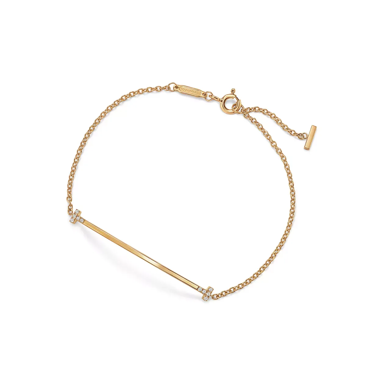 Tiffany &amp;amp; Co., Tiffany T Smile Small Bracelet in Yellow Gold with Diamonds