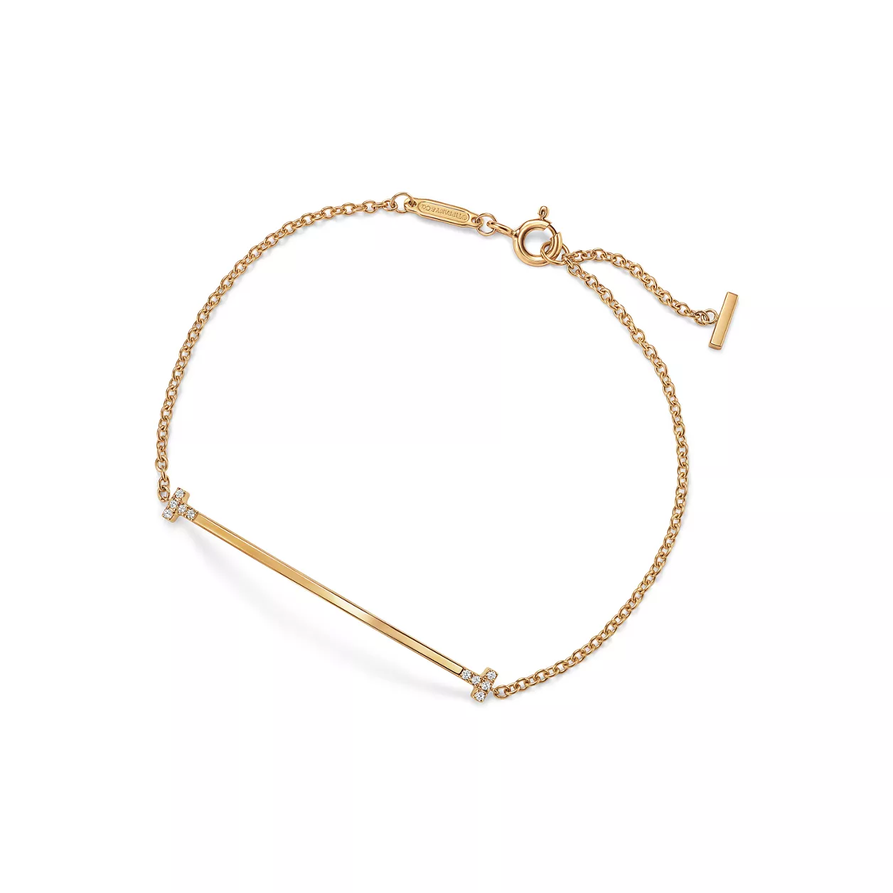 Tiffany &amp;amp; Co., Tiffany T Smile Small Bracelet in Yellow Gold with Diamonds