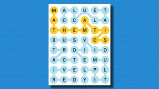 NYT Strands answers for game #76 on a blue background
