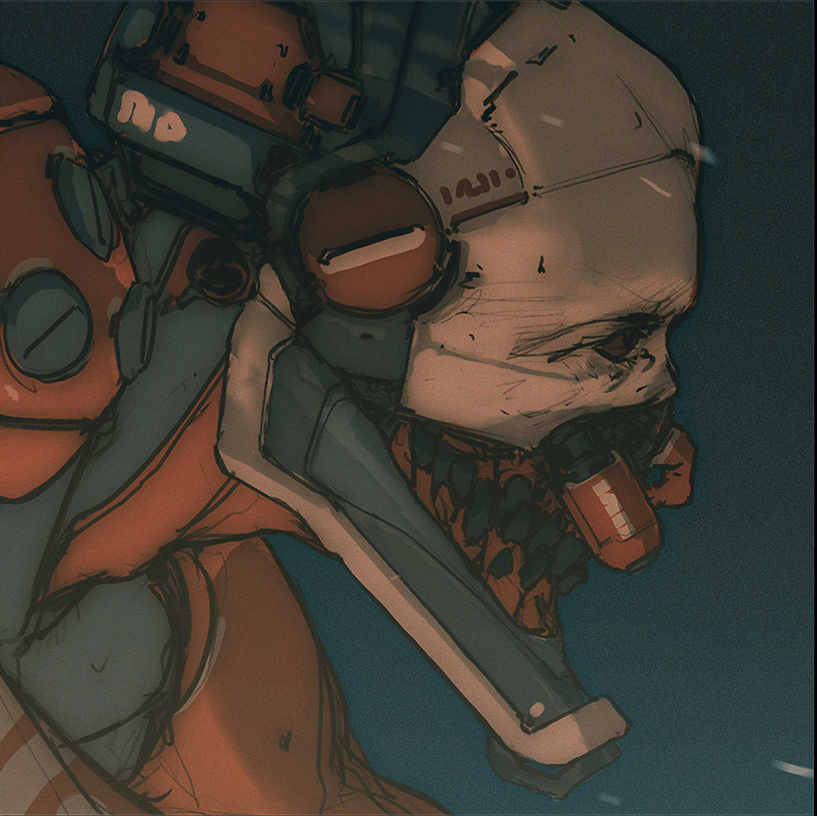 Sci-fi composition; a bionic face