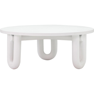 White concrete coffee table with irregular legs from Amazon.