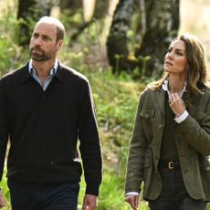 Prince William and Kate Middleton walk in the countryside