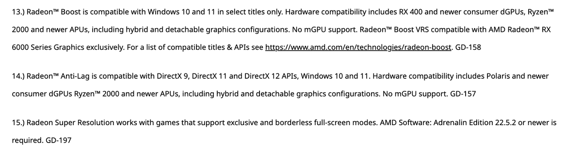 AMD Test Notes