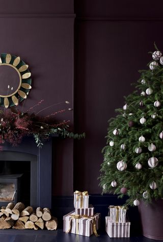 purple Christmas decorations by Annie Sloann