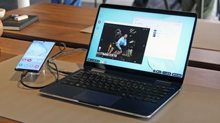 With DeX mode, the Note 10 can appear on a laptop screen.