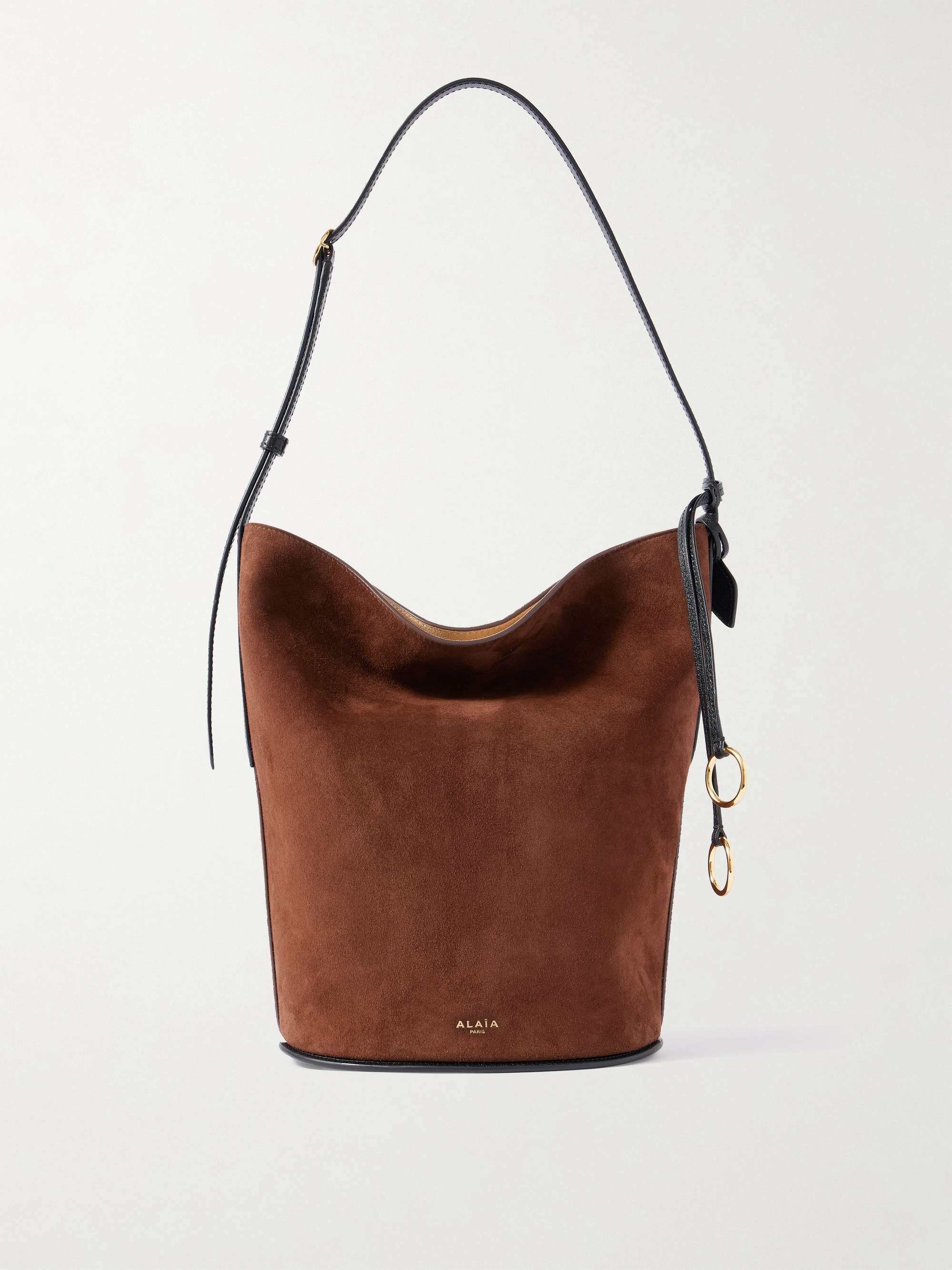 Leather-Trimmed Suede Tote