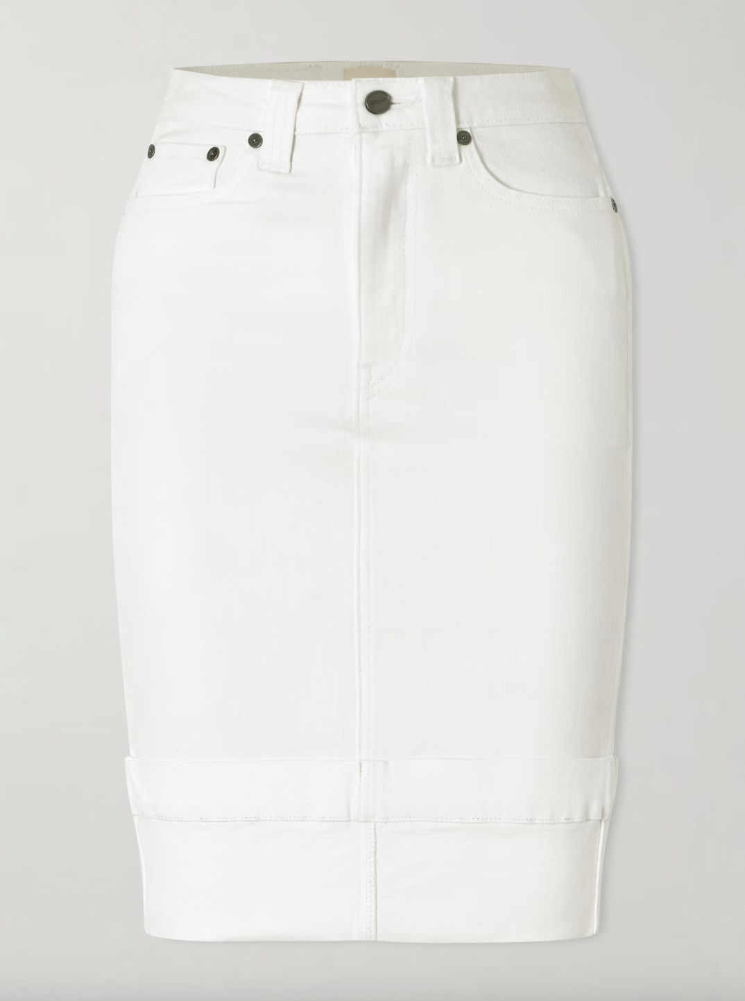 white denim skirt