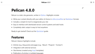 Website screenshot for Pelican Static Site Generator