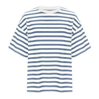 Oversized Striped T Shirts for Women Loose Fit Color Block Short Sleeve Crew Neck Tshirts Casual Summer Tees (m, Blue)