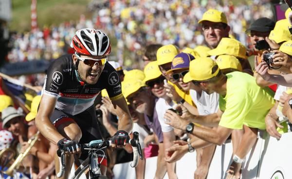 Maxime Monfort puts in a brilliant effort on the stage 7 finish climb