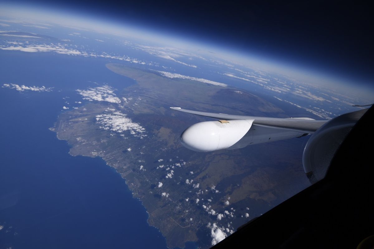 Hawaii&#039;s &quot;Big Island&quot; viewed from high-altitude aircraft.