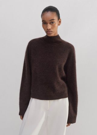 Brushed Cashmere Relaxed High Neck Jumper