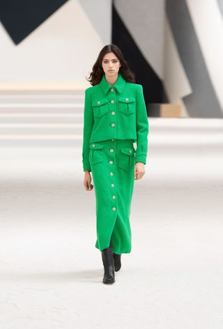 Model wears Chanel Haute Couture A/W 2022
