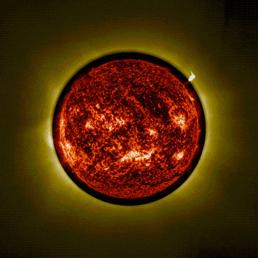Video footage of plasma plumes erupting from the sun