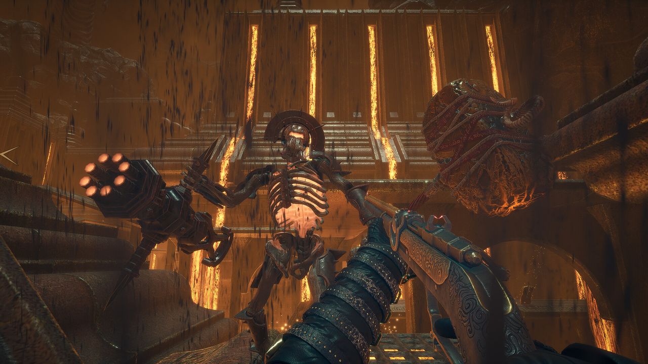 aiming a cannon at some manner of lava monster