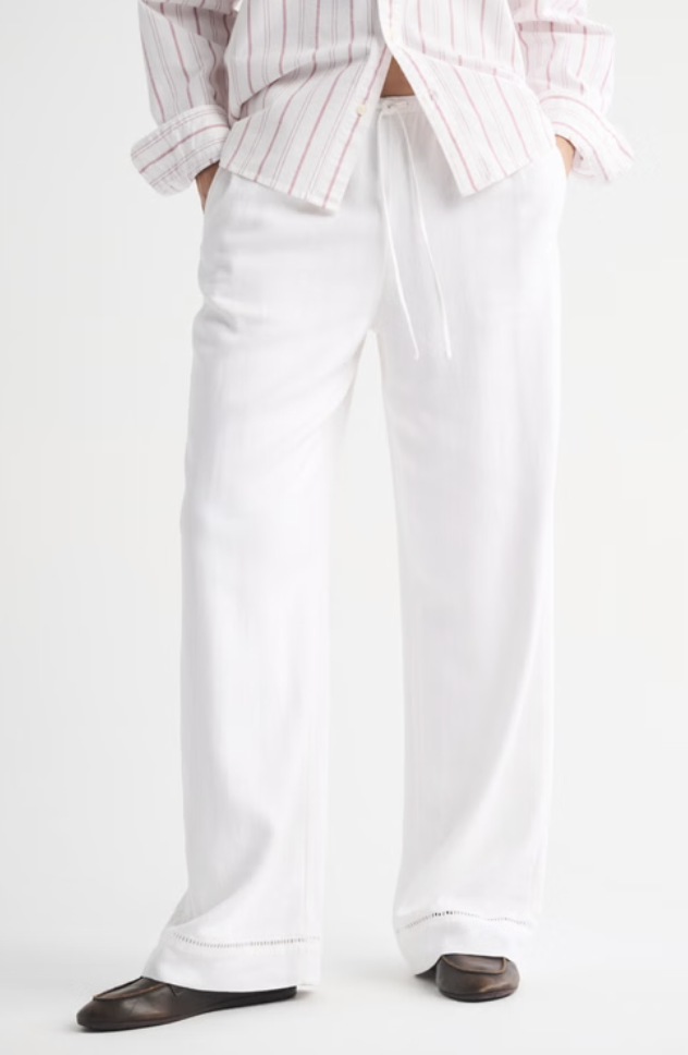 Abercrombie & Fitch, Calça pull-on de perna larga com mistura de linho A&f Gemma