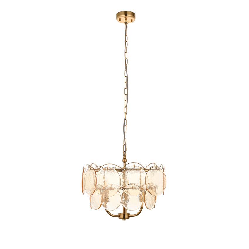 Perch &amp;amp; Parrow, Cordelia Brushed Brass and Glass Pendant
