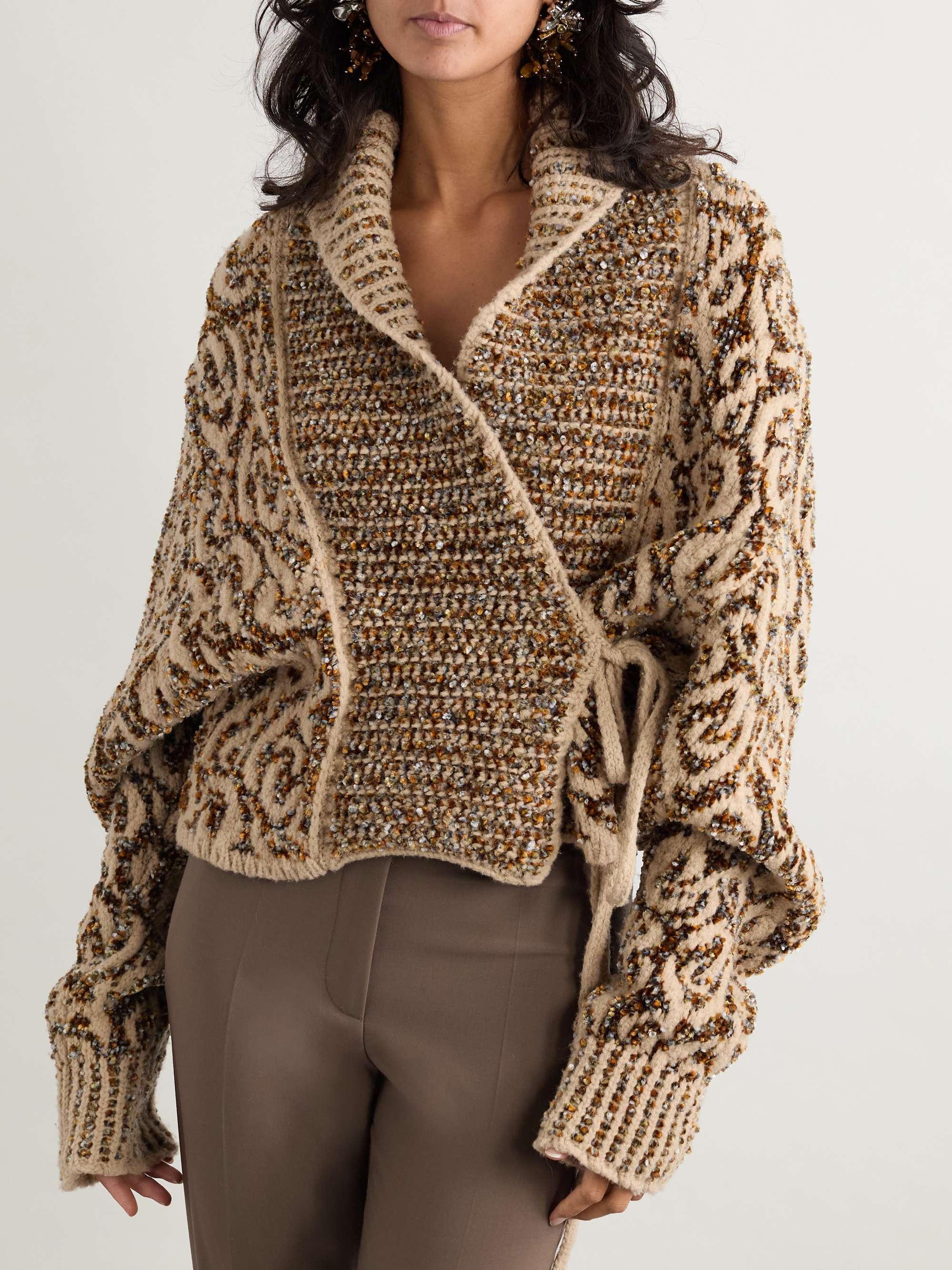DRIES VAN NOTEN Jacquard-Knit Wool-Blend Cardigan