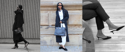 two photos of Maya Moore wearing black