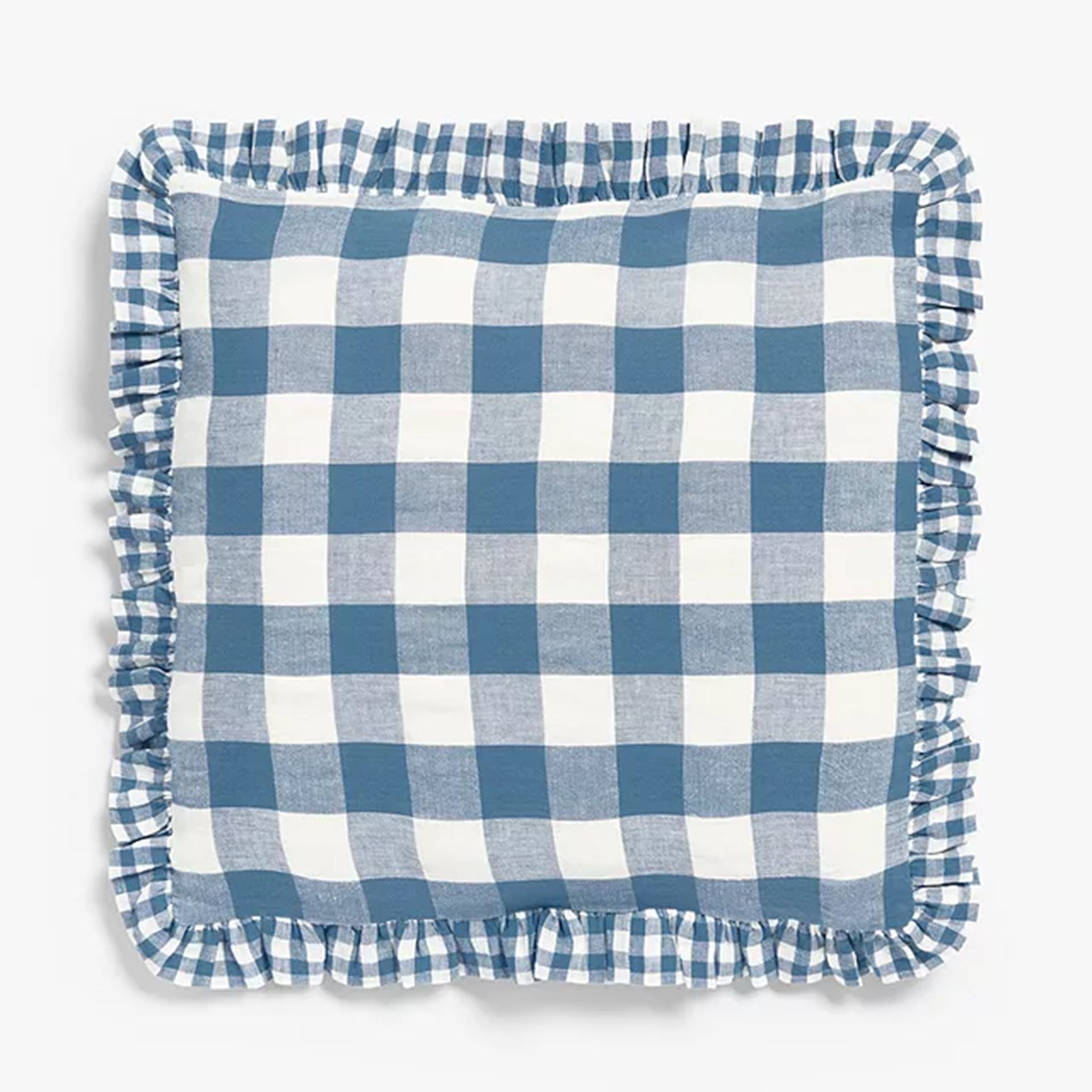 Blue gingham cushion