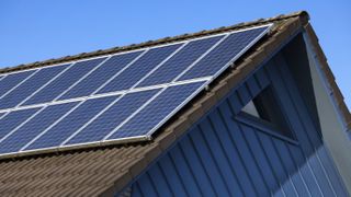 Solar PV panels mounted on a tiled roof