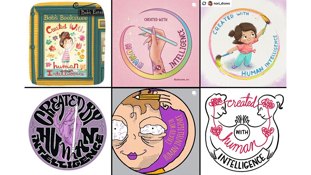 Artwork created as part of the Created with human intelligence viral trend