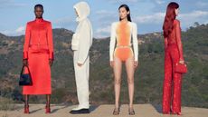 Line-up of women in Ferragamo ‘A New Dawn’ collection in Los Angeles canyon