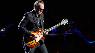 Joe Bonamassa performs with a Gibson Les Paul Standard at Fox Theatre on November 26, 2021 in Detroit, Michigan. 