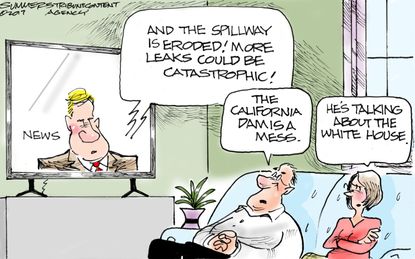 Political Cartoon U.S. Donald Trump California Oroville dam spill White House