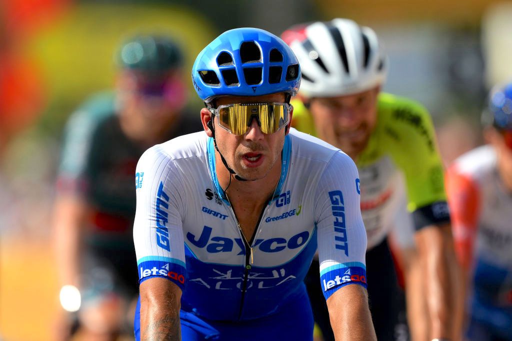 ISSOIRE, FRANCE - JULY 11: Dylan Groenewegen of The Netherlands and Team Jayco-AlUla crosses the finish line during the stage ten of the 110th Tour de France 2023 a 167.2km stage from Vulcania to Issoire / #UCIWT / on July 11, 2023 in Issoire, France. (Photo by David Ramos/Getty Images)