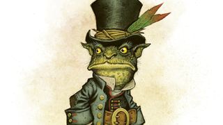 A toad-like creature in a coat and top hat from Vaesen: The Lost Mountain Saga