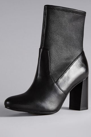 M&Sblack oull on leather ankle boot