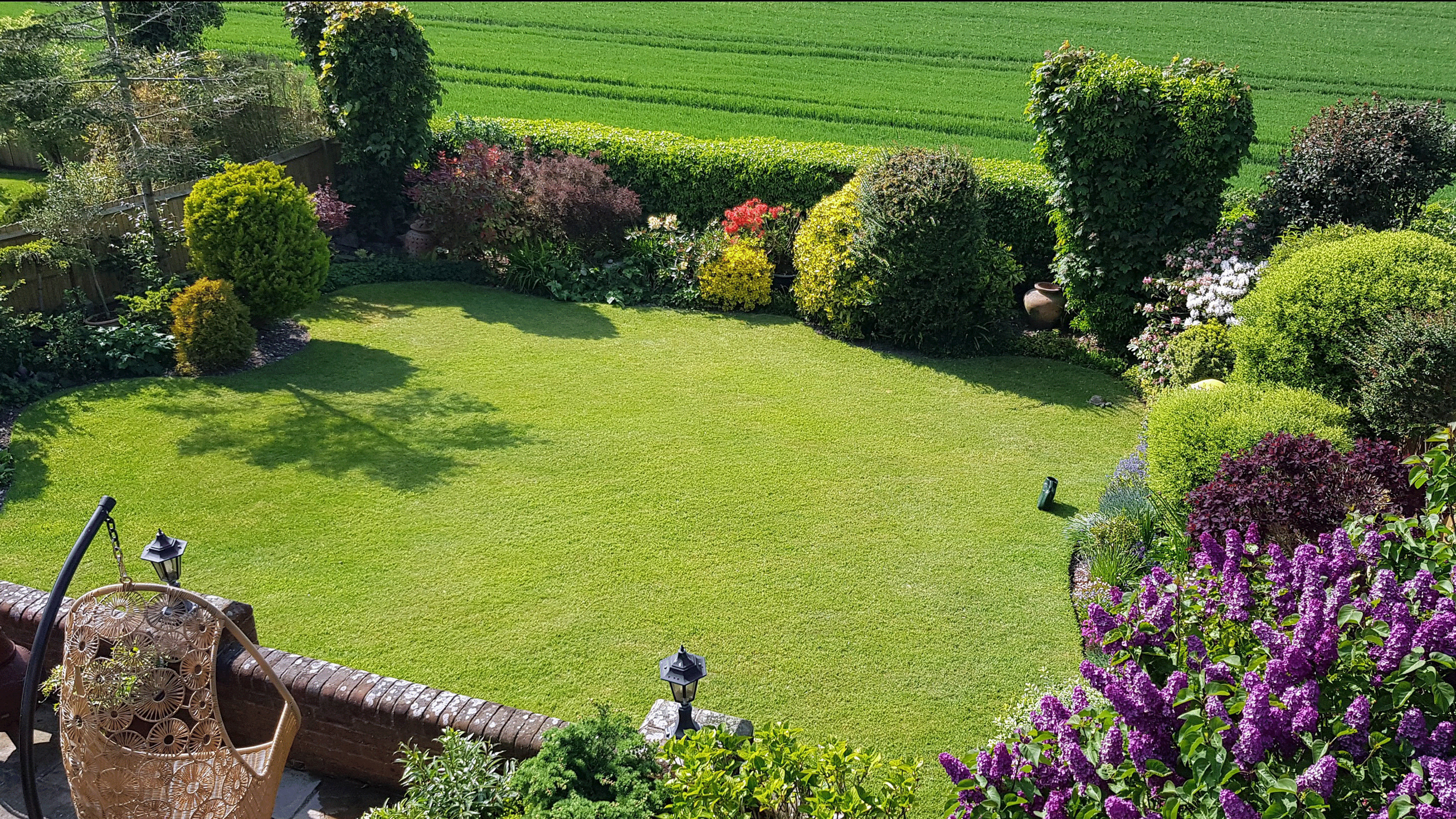 Model lawn with flower borders