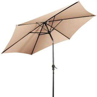 A beige Costway 10ft Patio Umbrella