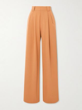 Pleated Stretch-Wool Wide-Leg Trousers