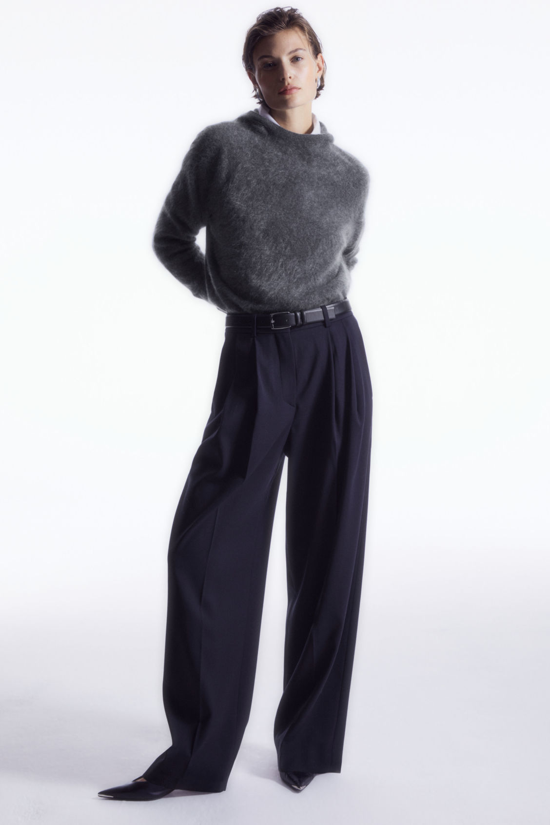 Wide-Leg Tailored Wool Trousers