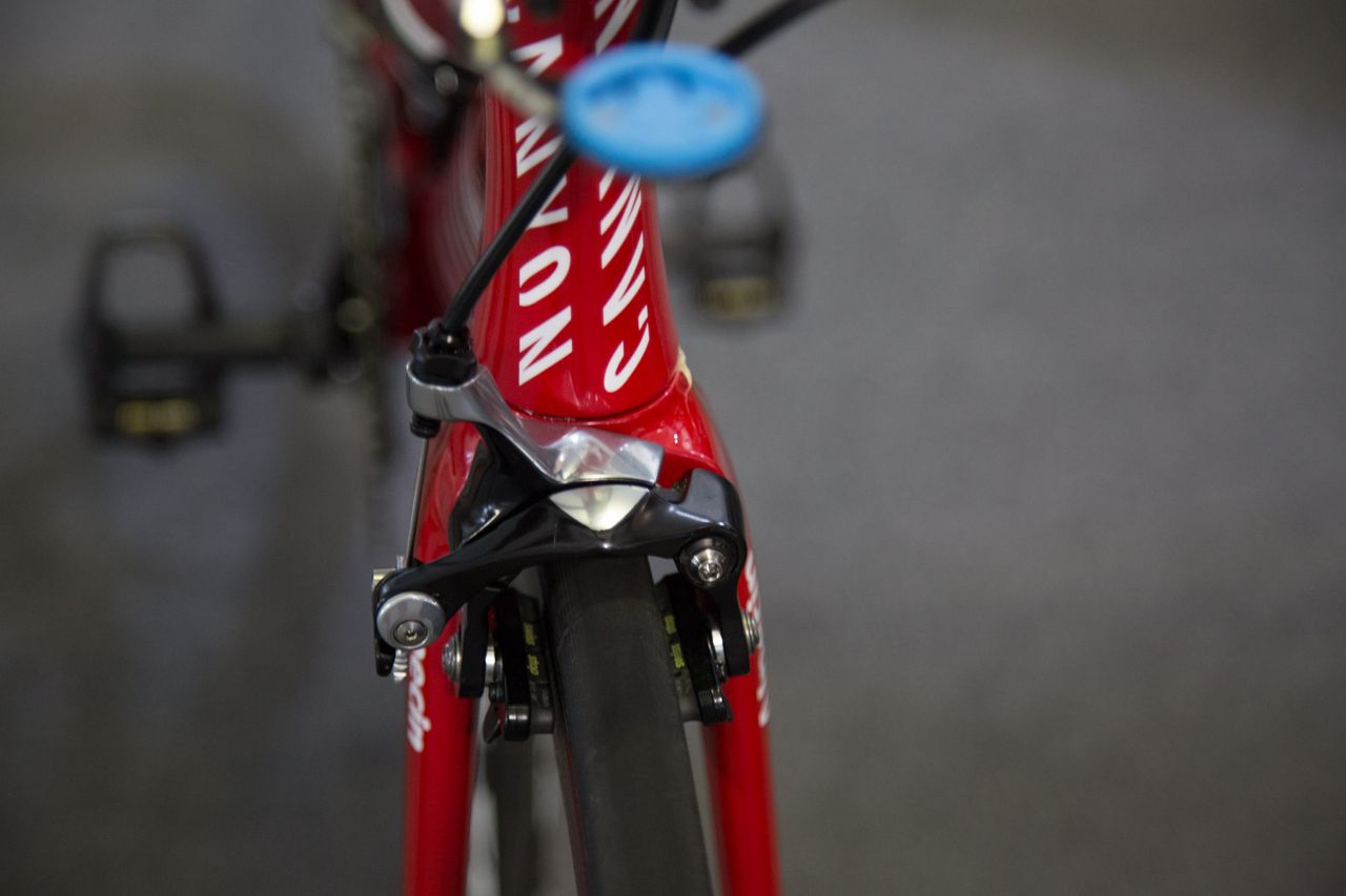 Katusha is a SRAM sponsored team, but it's Canyon Aeroad bikes have direct mount brakes which SRAM doesn't make. So, the team uses these debadged Dura-Ace 9000 brakes