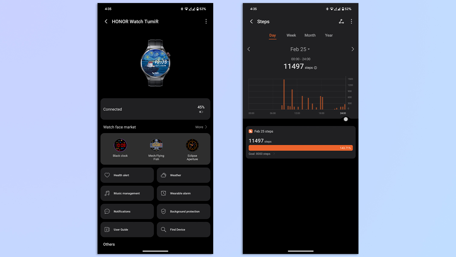 Screenshots showing the Honor Health app