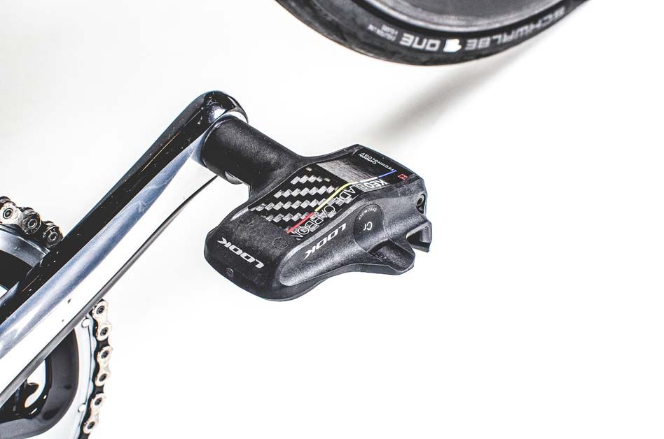 The team bike is kitted with look pedals