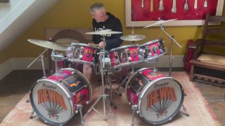 Jeremy Clarkson's window cleaner playing on his drum kit